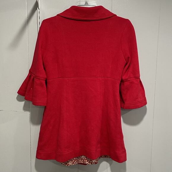 Y2K Twee Forever 21 Retro Peplum Pea Coat Jacket Size Small Cherry Red Lined - Picture 3 of 11